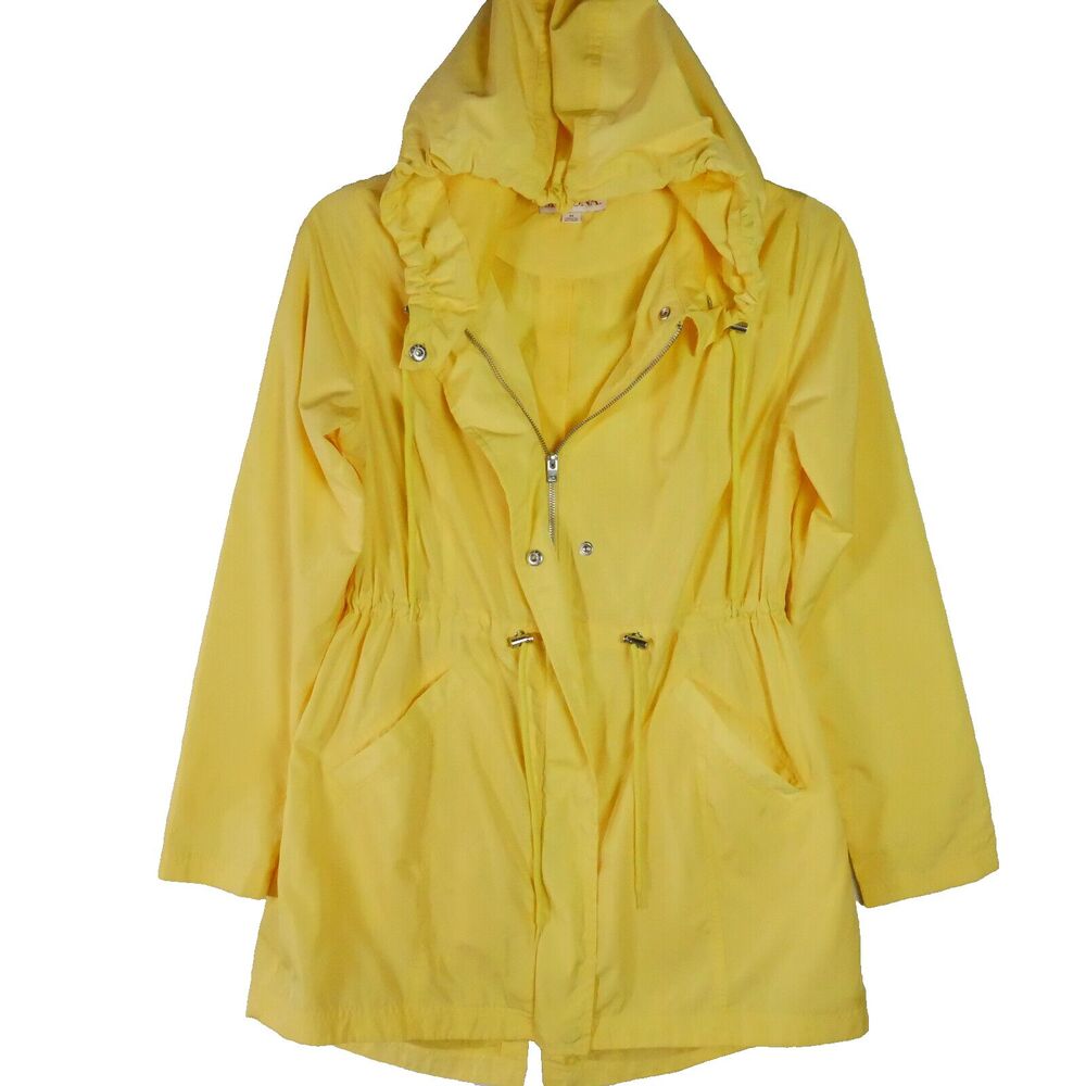 Merona Women’s Size M Yellow Windbreaker Jacket Hooded Polyester